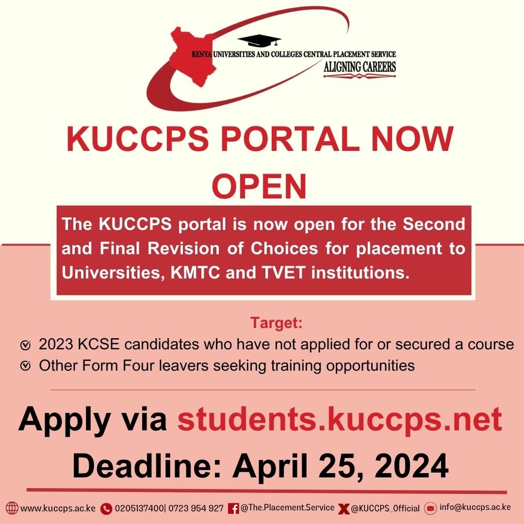 KUCCPS Portal now open for second and final revision